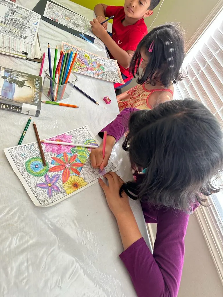 Children colouring detailed flower pages